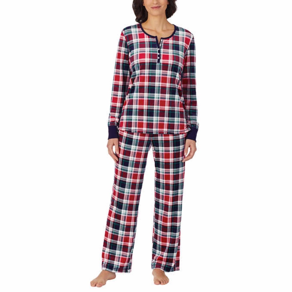 Nautica Women's 2 Piece PJ Pajama Set - Red Plaid - Picture 1 of 6